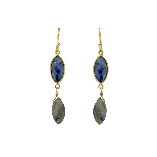 Sapphire Marquis + Labradorite Drop Earrings