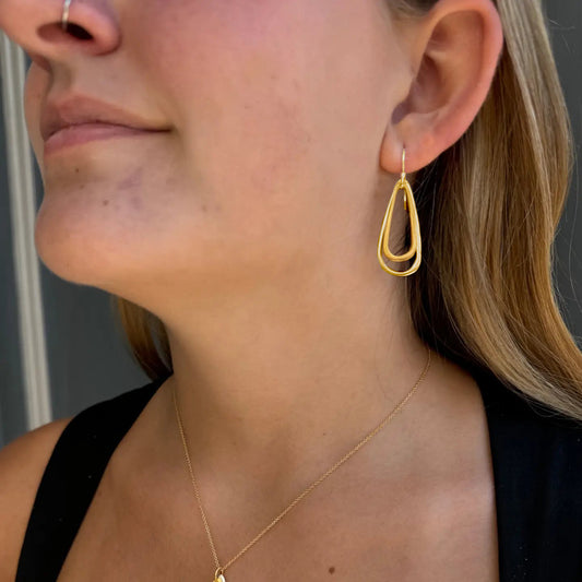 Small Double Teardrop Earrings - Gold Vermeil