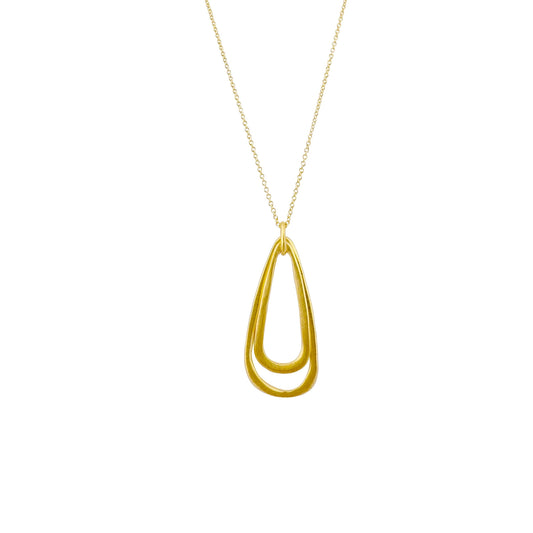 Small Double Teardrop Pendant Necklace - Gold Vermeil