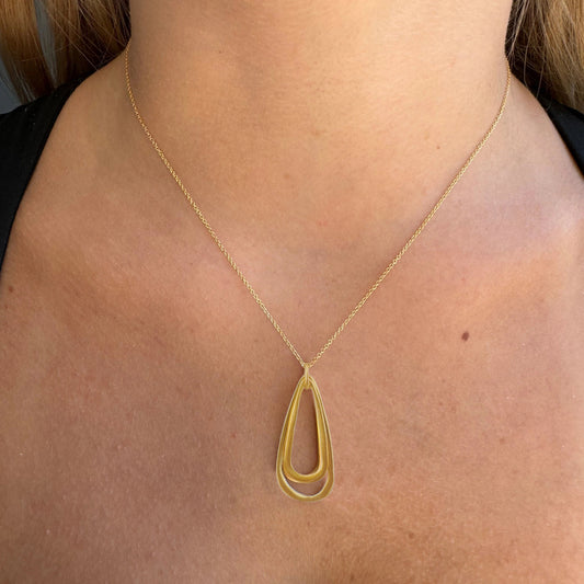 Small Double Teardrop Pendant Necklace - Gold Vermeil