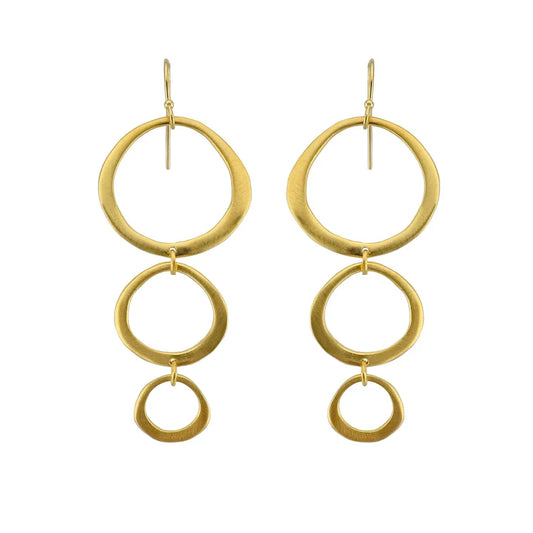Triple Circle Statement Earrings - Gold Vermeil