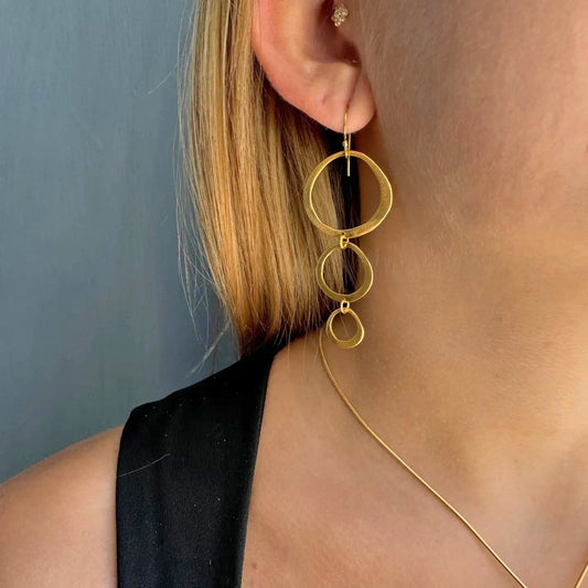 Triple Circle Statement Earrings - Gold Vermeil