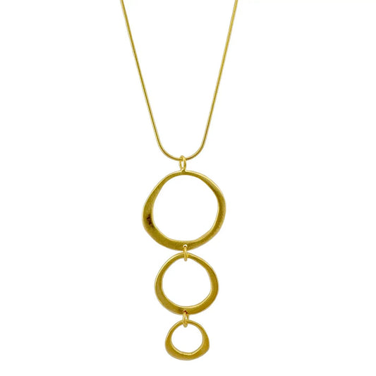 Triple Circle Pendant Necklace - Gold Vermeil