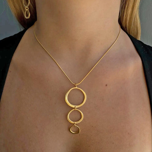Triple Circle Pendant Necklace - Gold Vermeil