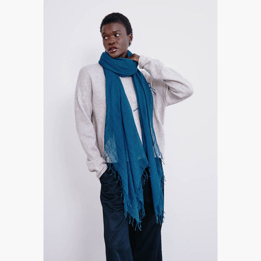 Silk/Cashmere Solid Scarf - Deep Sea Blue