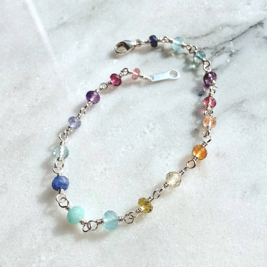 Rainbow Gemstone Bracelet – Sterling Silver