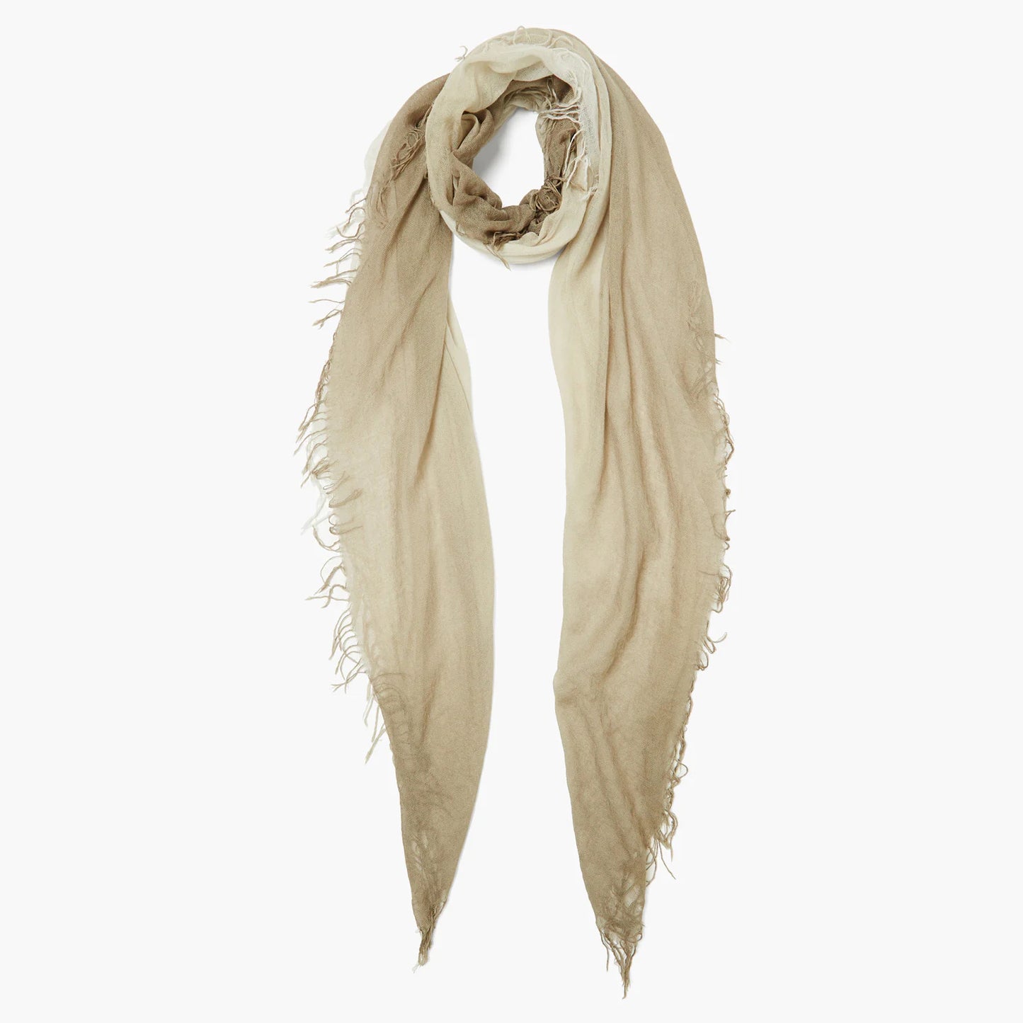 Silk/Cashmere Dip Dye Scarf - Walnut/Lunar Rock