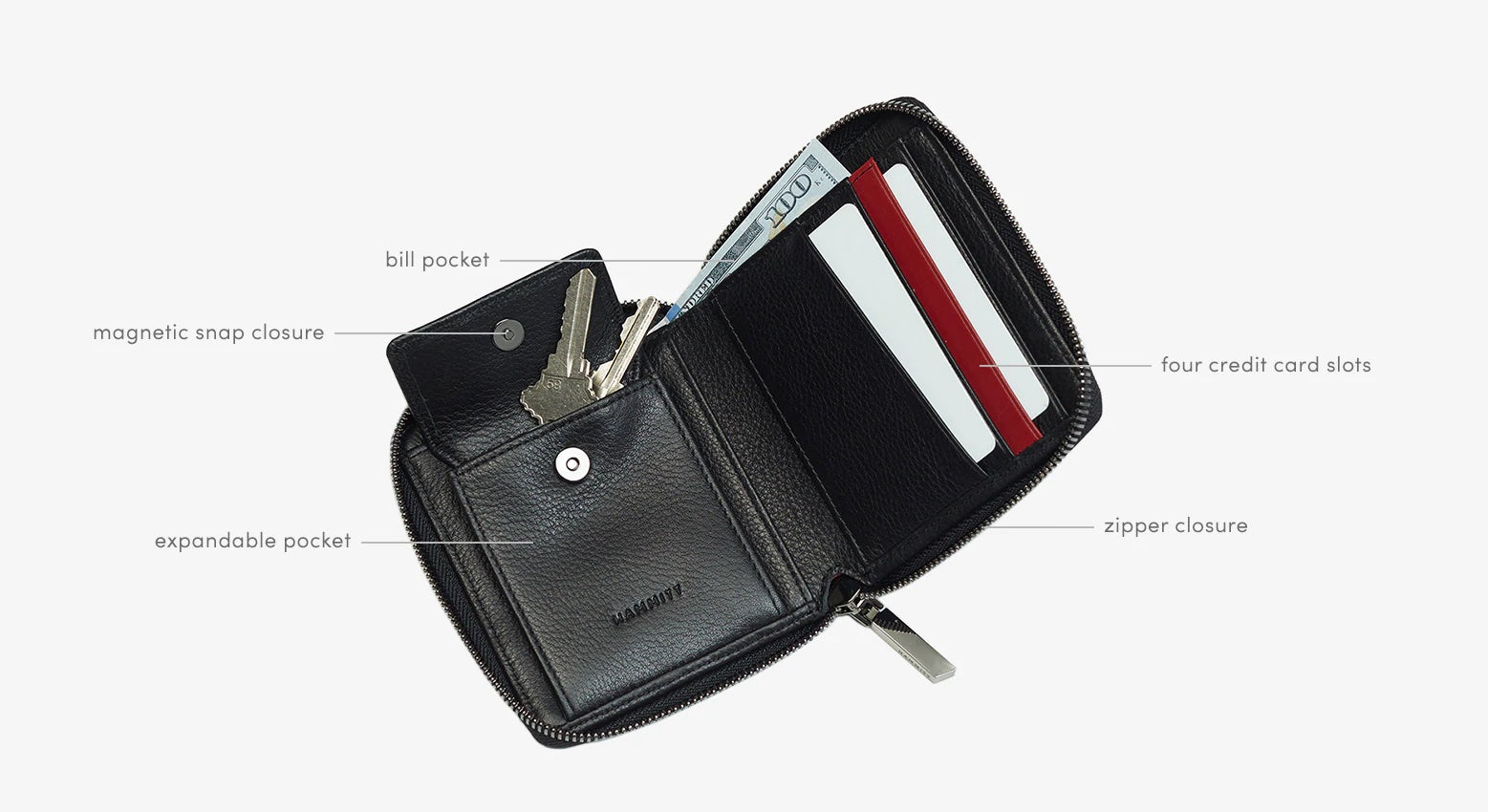 Hammitt 5 North Wallet - Black/Gunmetal