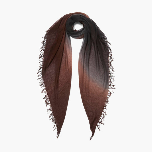 Silk/Cashmere Dip Dye Scarf - Espresso