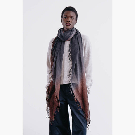 Silk/Cashmere Dip Dye Scarf - Espresso