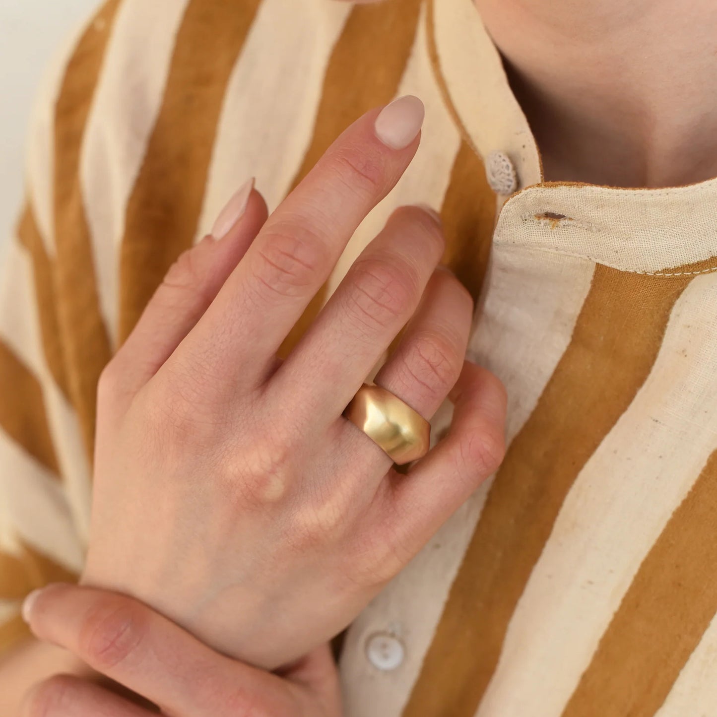 Chunky Brass Overlap Ring