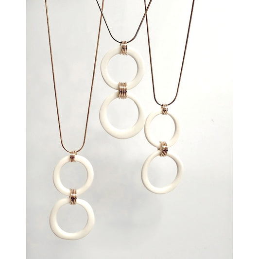 Porcelain Double Link Necklace - White