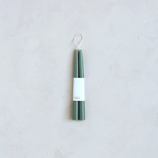 9-inch Dipped Taper Candles - Moss