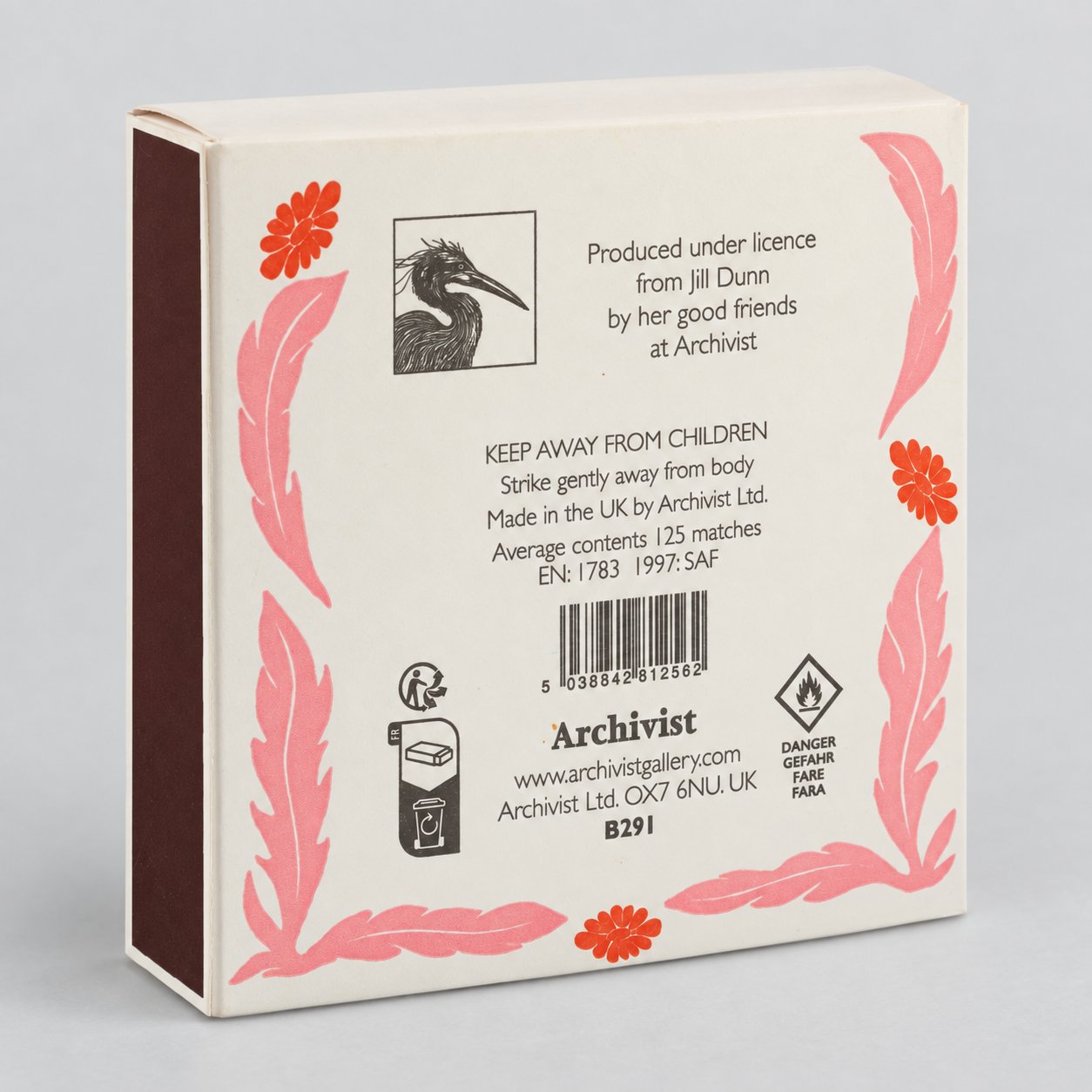 Decorative Square Safety Matches – Botanical Heart