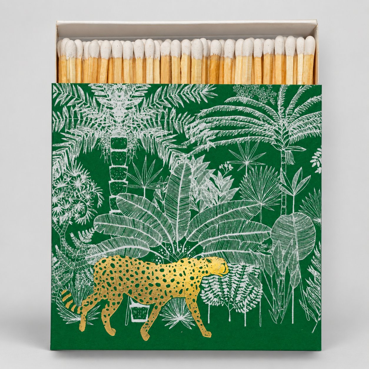 Decorative Square Safety Matches – Green Cheetah in Jungle