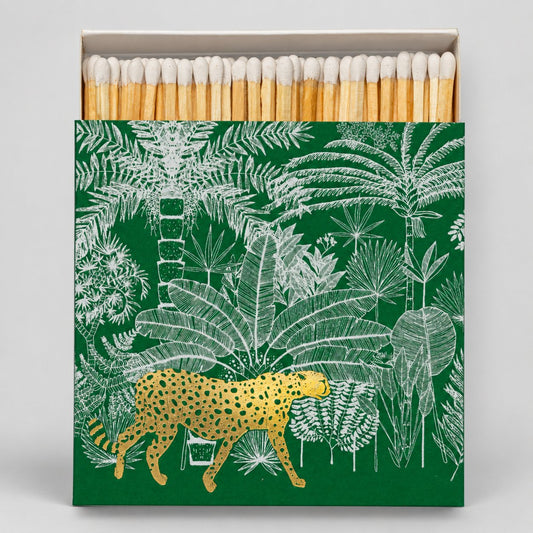 Decorative Square Safety Matches – Green Cheetah in Jungle