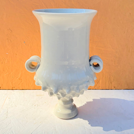 Footed Porcelain Urn – White