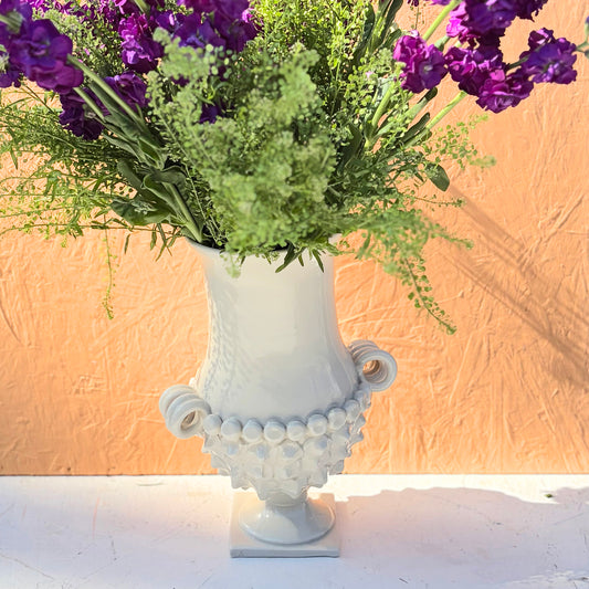 Large Porcelain Pedestal Urn – White