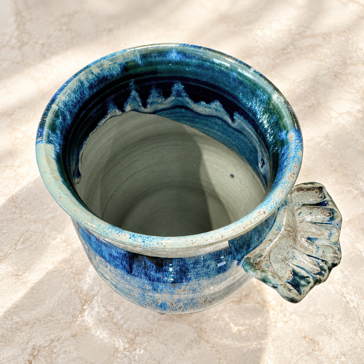 Porcelain Vase with Sculpted Handles – Coastal Tide