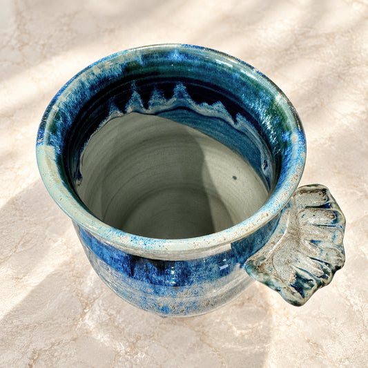 Porcelain Vase with Sculpted Handles – Coastal Tide