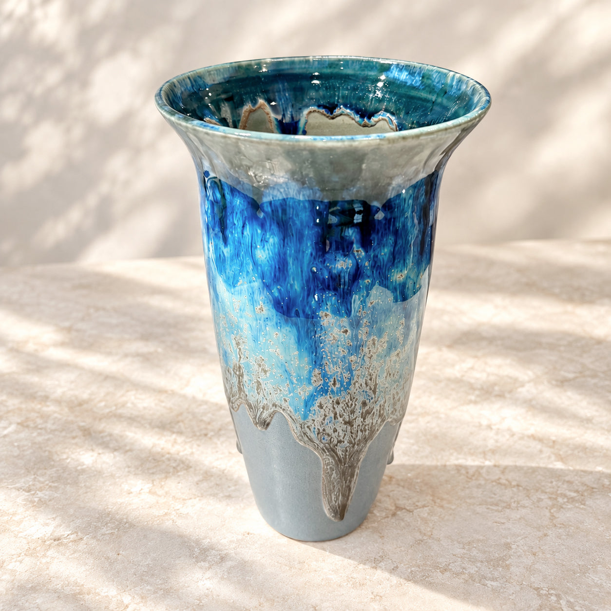 Flared Cylinder Porcelain Vase – Coastal Tide