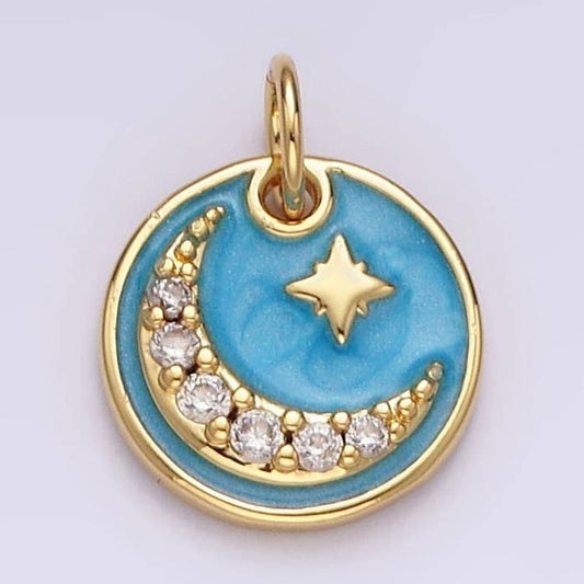 Celestial North Star + Crescent Moon Charm - Gold Filled