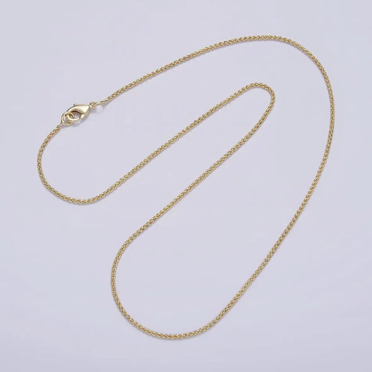 Gold Filled 1.2mm Dainty Wheat Chain Necklace - 16"