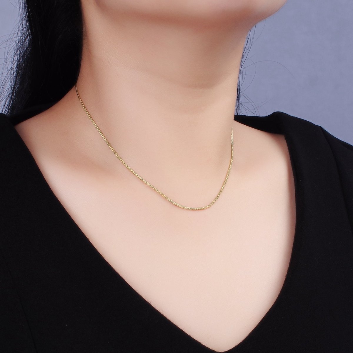 Gold Filled 1.2mm Dainty Wheat Chain Necklace - 16"
