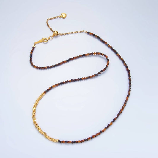Multifaceted Tigers Eye Gemstone Bead Necklace