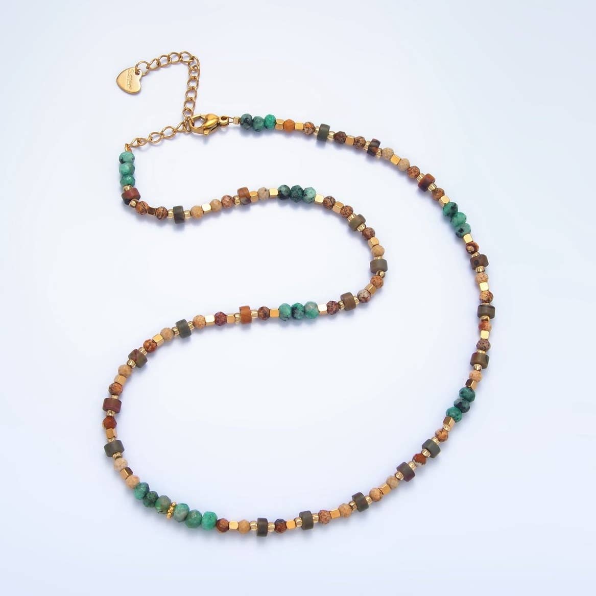 Multifaceted Turquoise + Citrine Gemstone Bead Necklace
