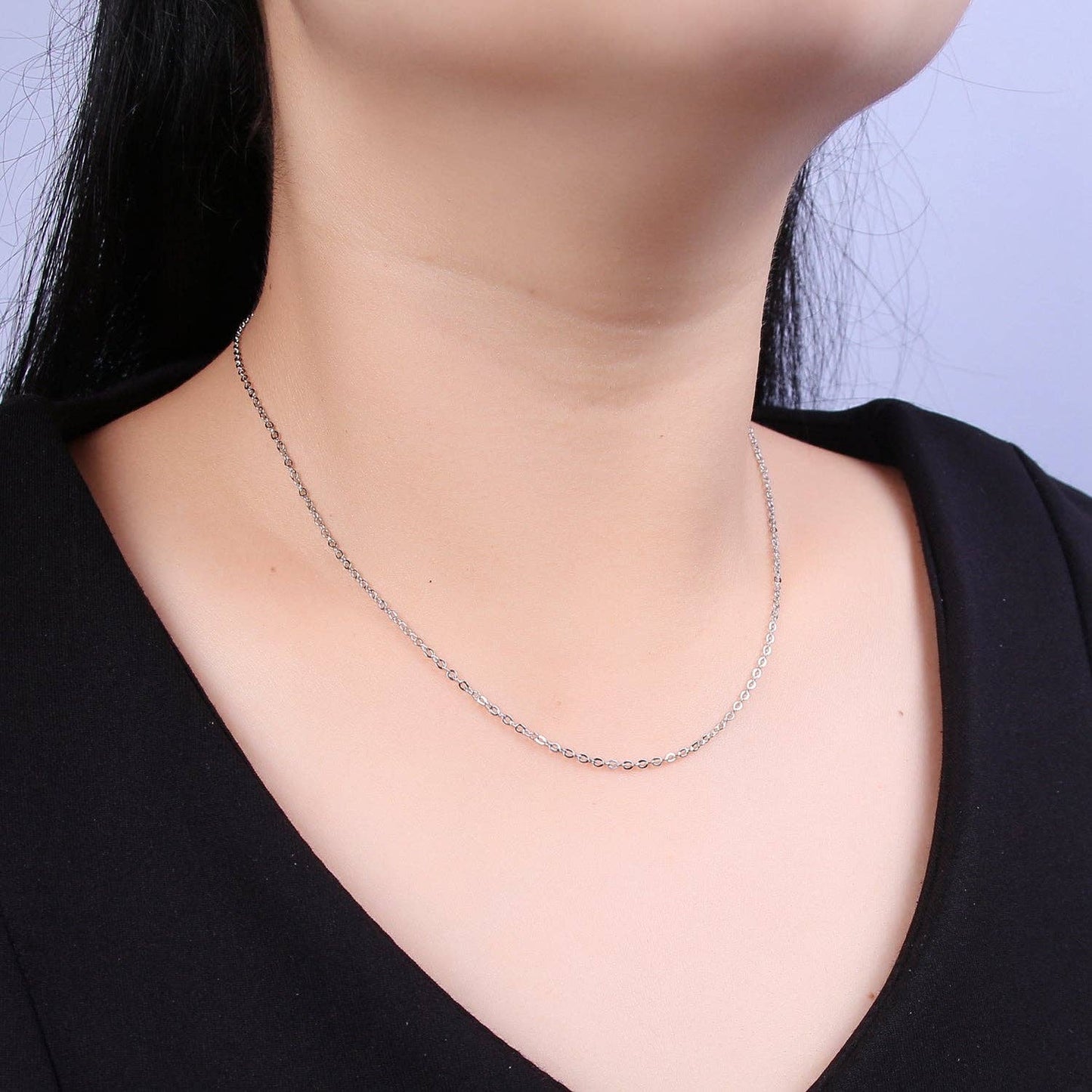 Gold Filled 1.3mm Dainty Cable Chain Necklace - 16" (select material)