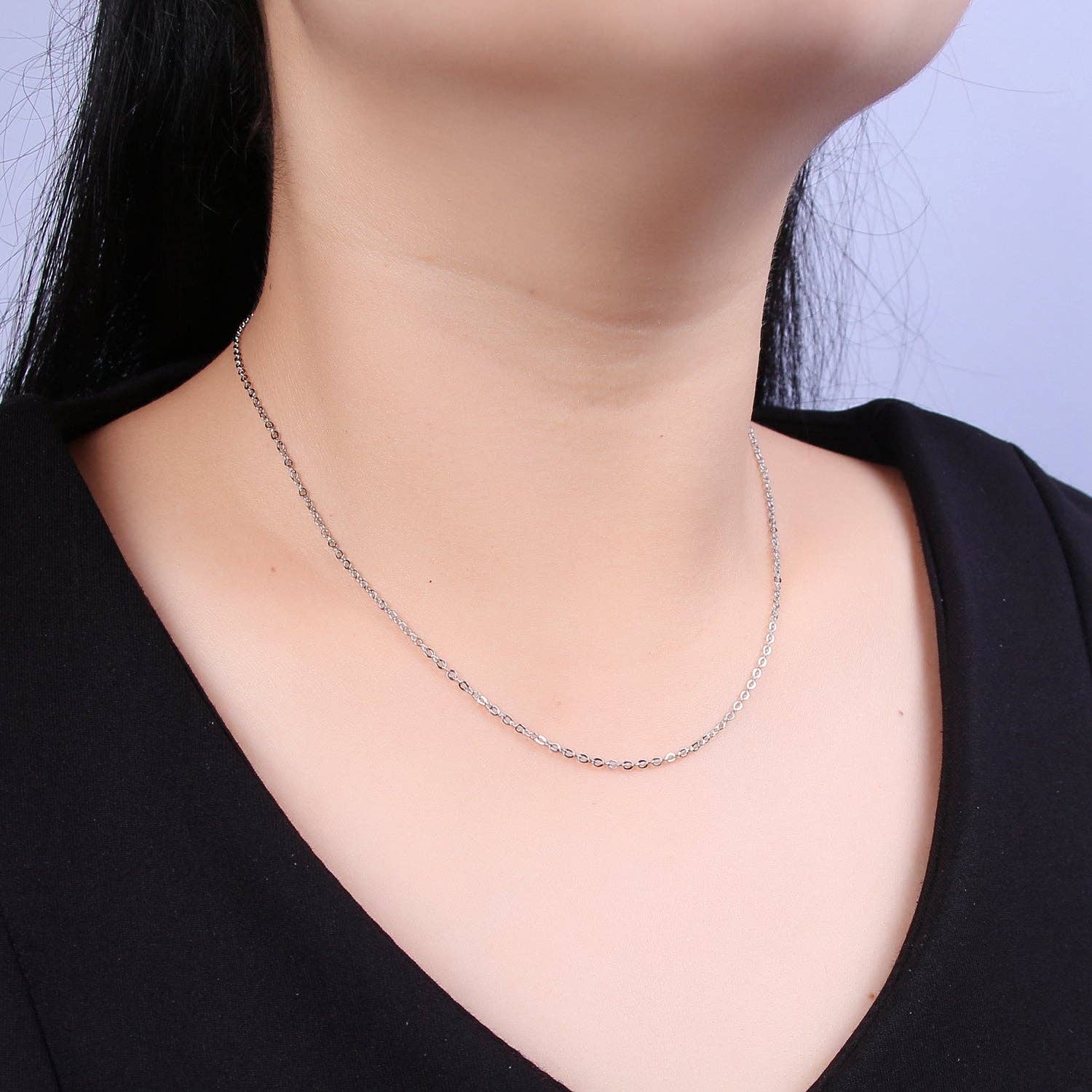 Gold Filled 1.3mm Dainty Cable Chain Necklace - 16" (select material)