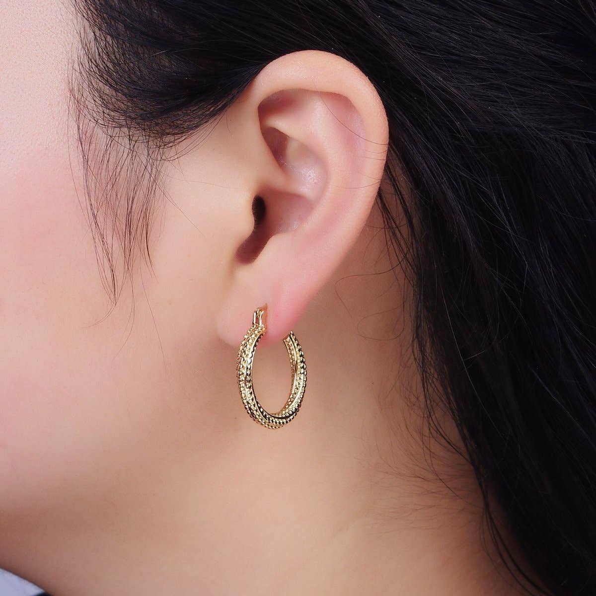 Gold Filled 25mm Braided Twist Hoop Earrings
