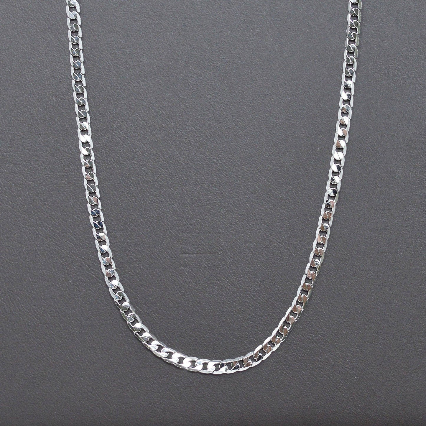 White Gold Filled 3mm Flat Curb Chain Necklace - 18"