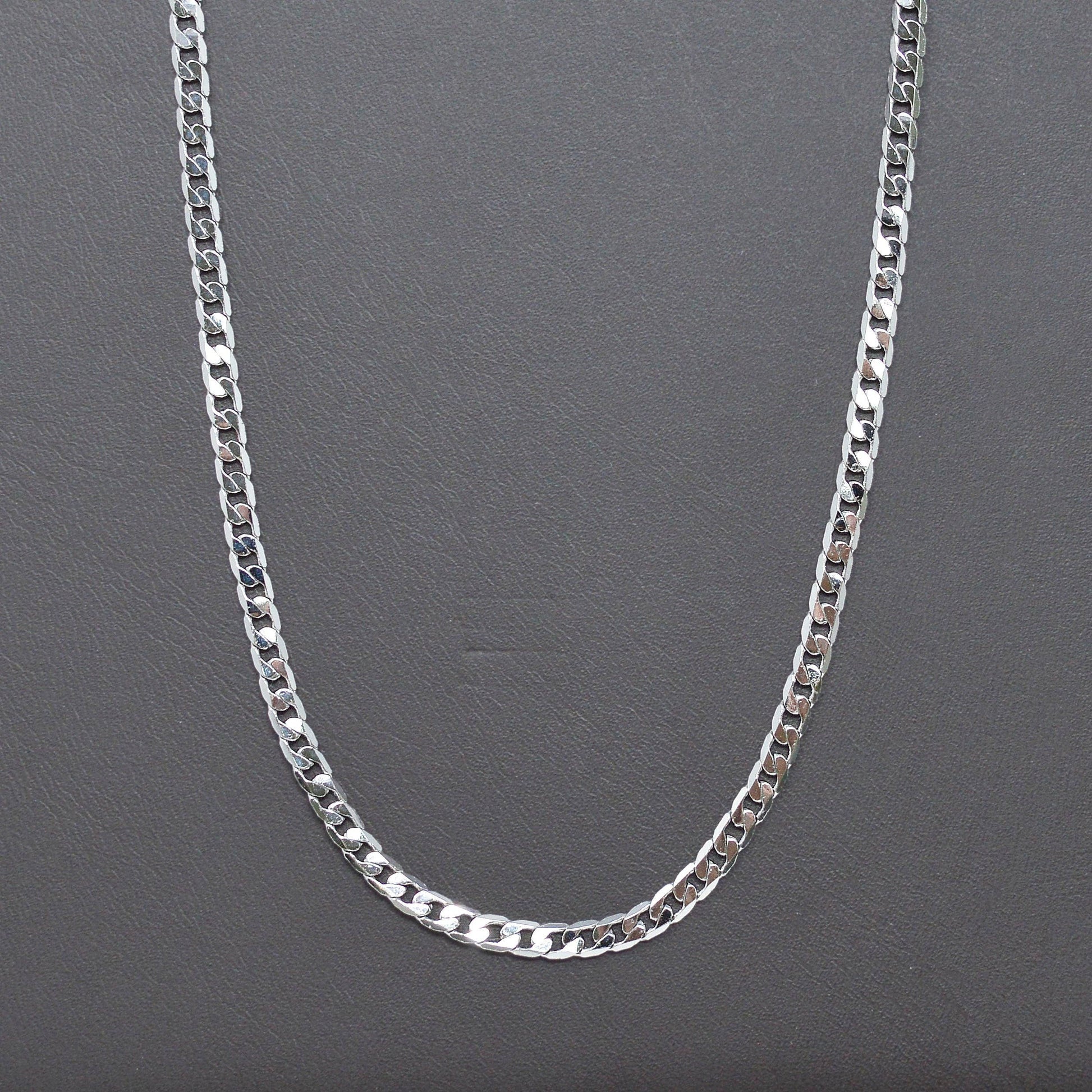 White Gold Filled 3mm Flat Curb Chain Necklace - 18"
