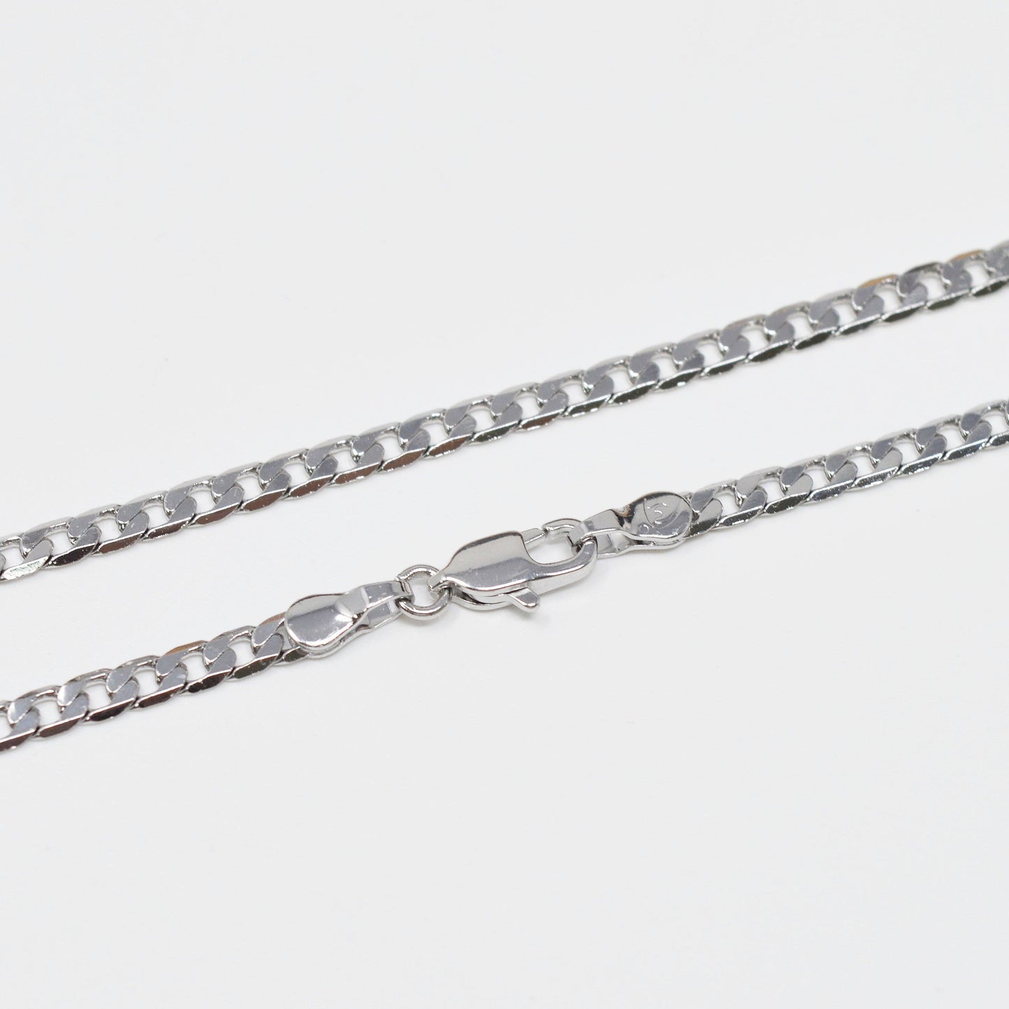 White Gold Filled 3mm Flat Curb Chain Necklace - 18"