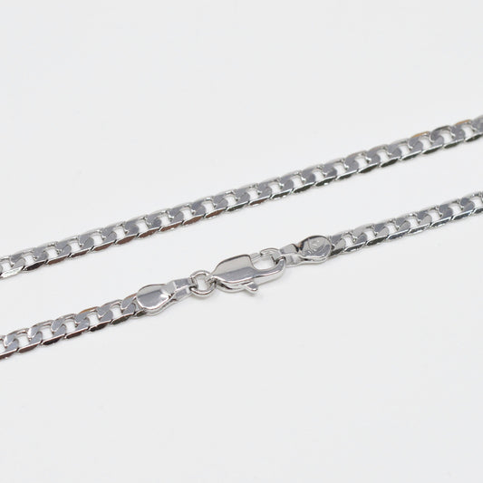 White Gold Filled 3mm Flat Curb Chain Necklace - 18"