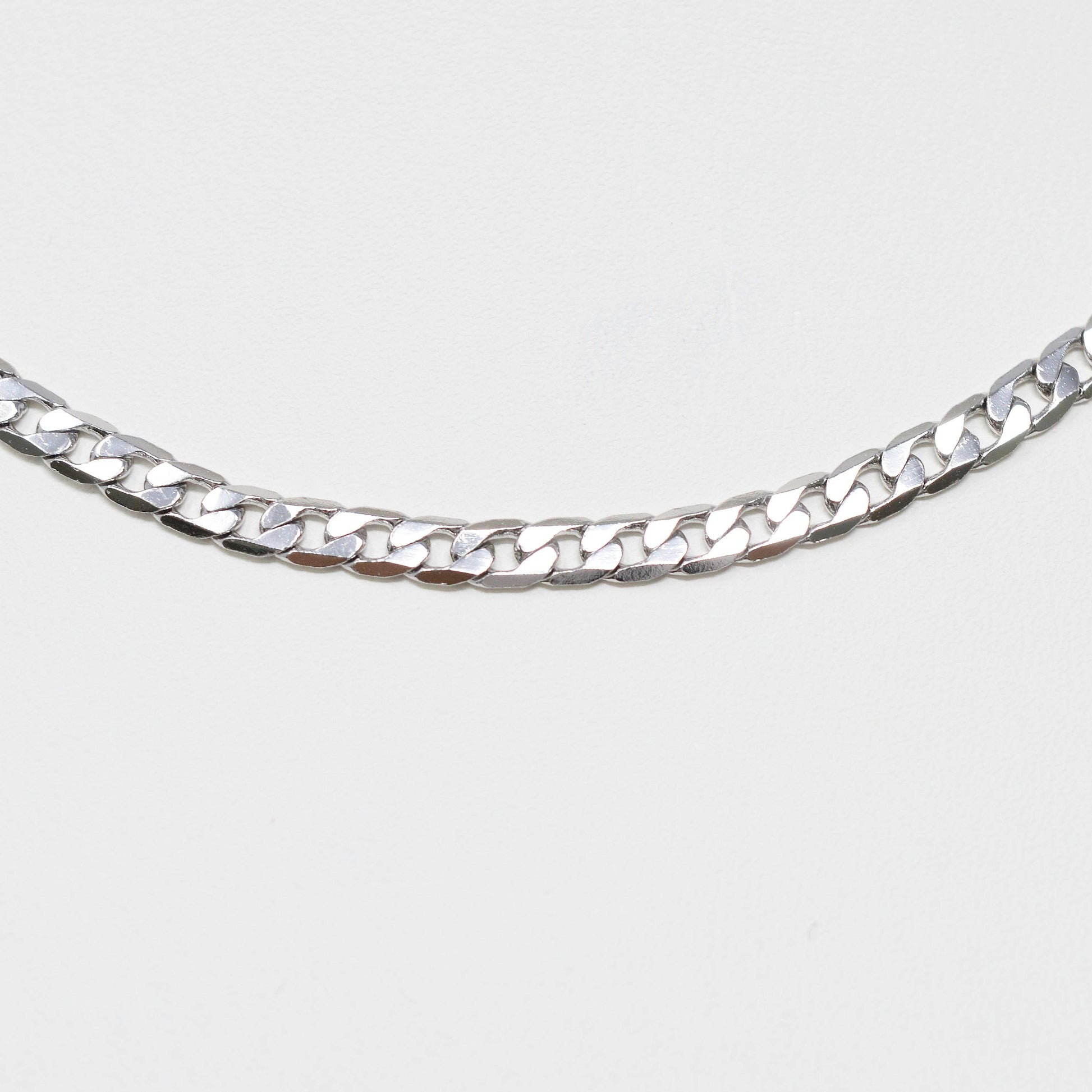 White Gold Filled 3mm Flat Curb Chain Necklace - 18"