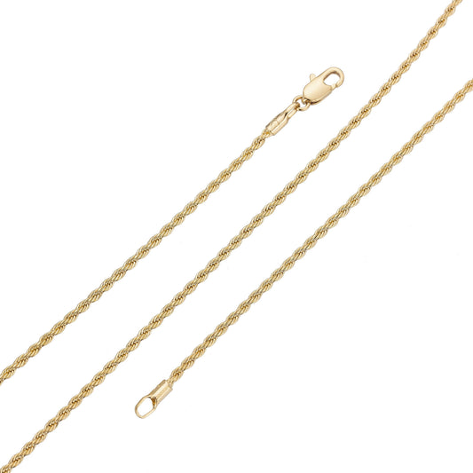 Gold Filled 1.3mm Rope Chain Necklace - 18"