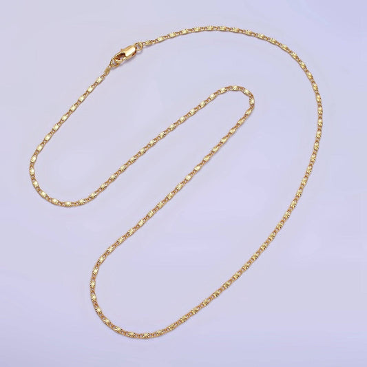 Gold Filled 1.5mm Sunburst Link Chain Necklace (select length)