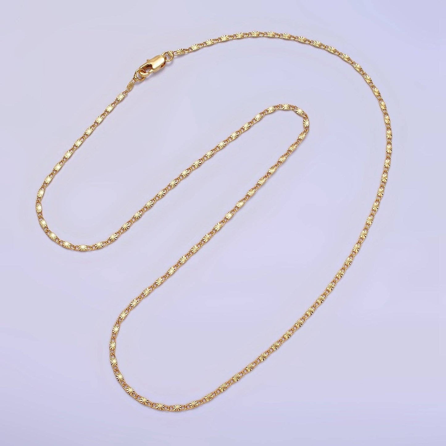 Gold Filled 1.5mm Sunburst Link Chain Necklace (select length) 18 Inch
