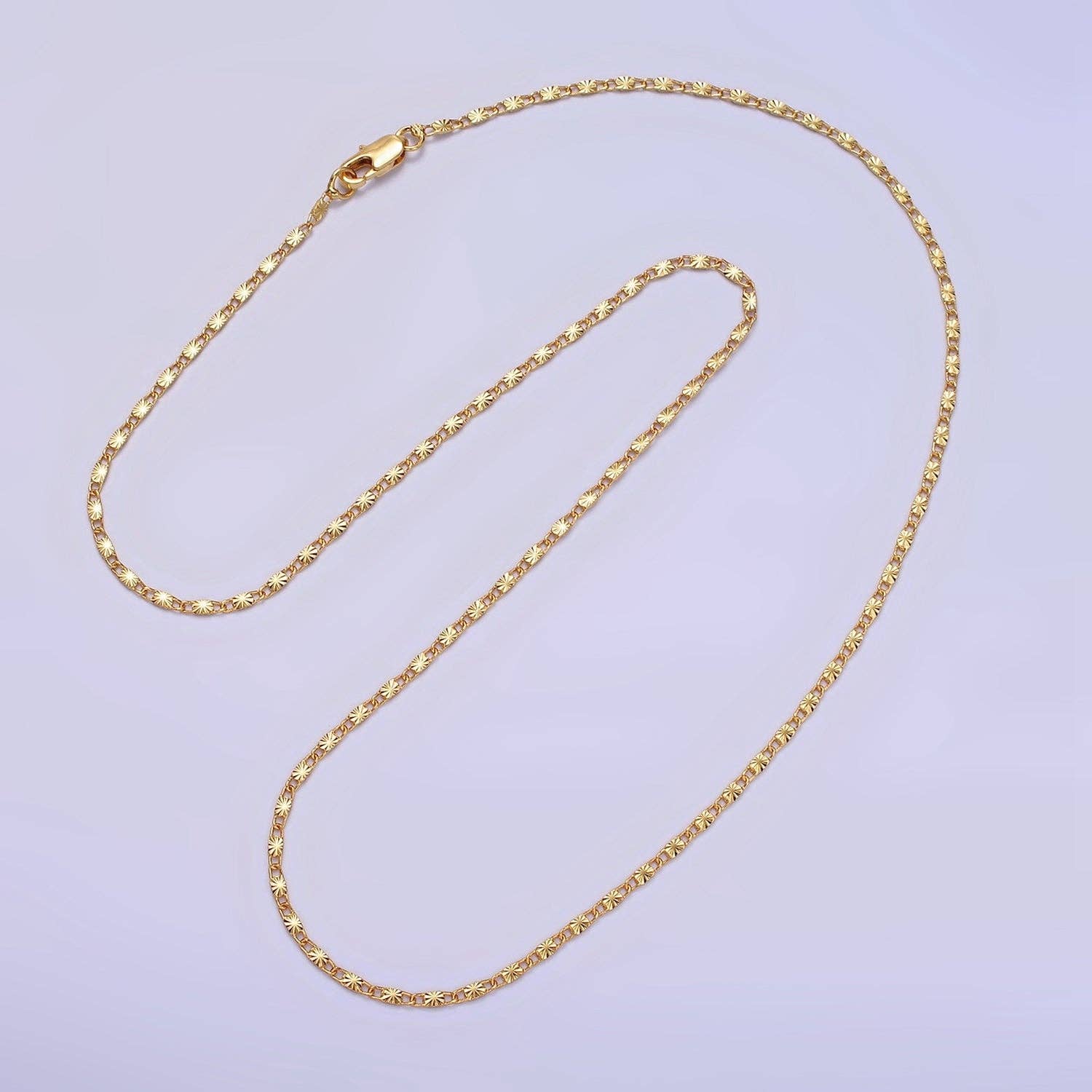 Gold Filled 1.5mm Sunburst Link Chain Necklace (select length) 20 Inch