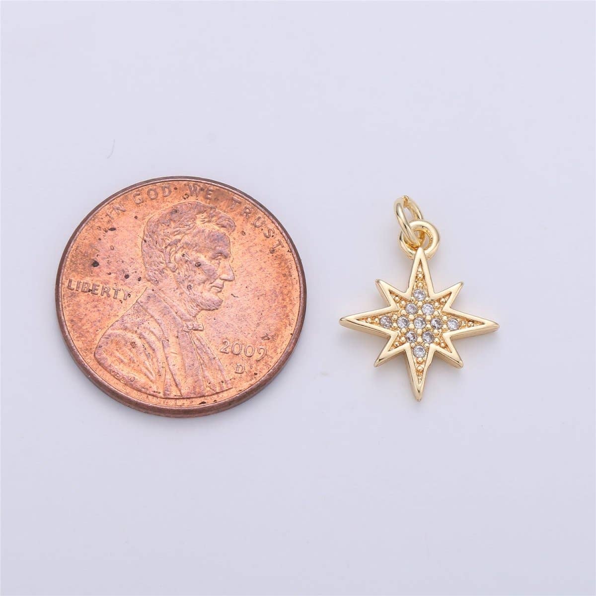 North Star Charm with Pavé CZs - Gold Filled