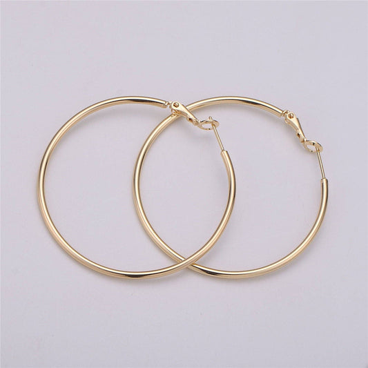 Gold Filled 50mm Thin Hoop Earrings