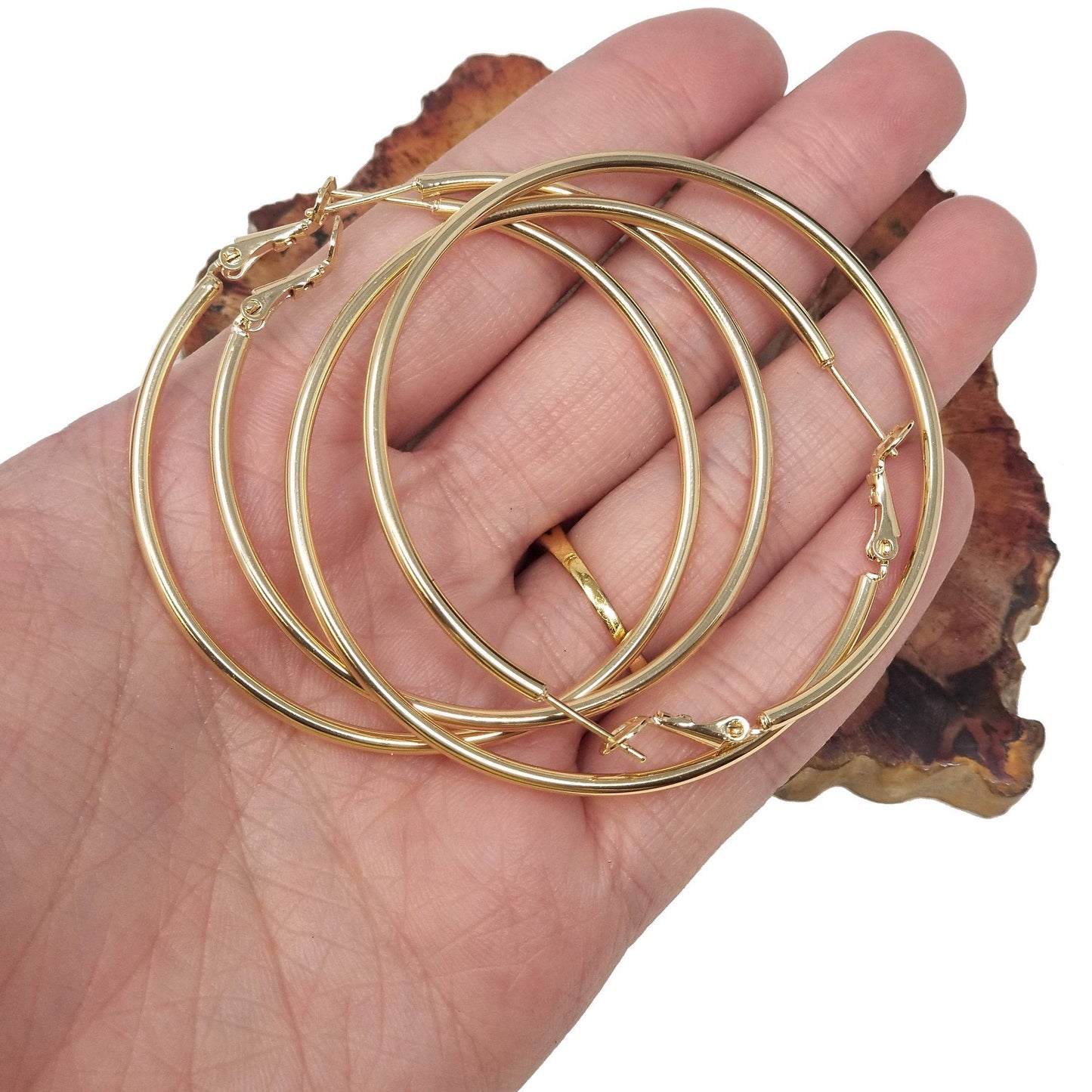 Gold Filled 50mm Thin Hoop Earrings
