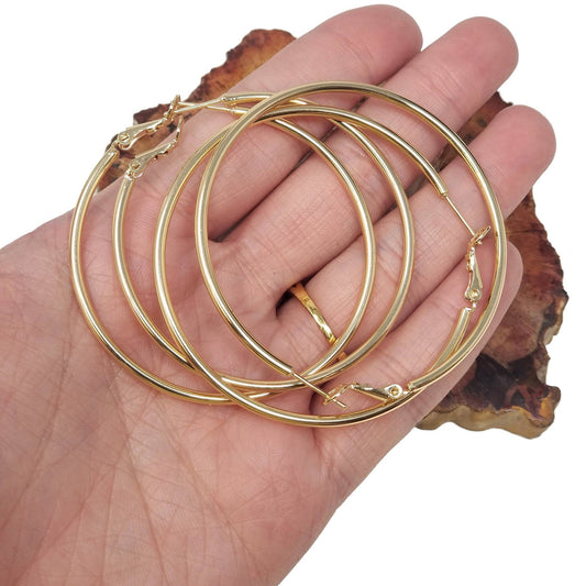 Gold Filled 50mm Thin Hoop Earrings