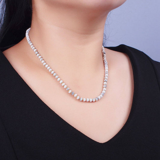 Howlite Rondelle Heishi Bead Gemstone Necklace
