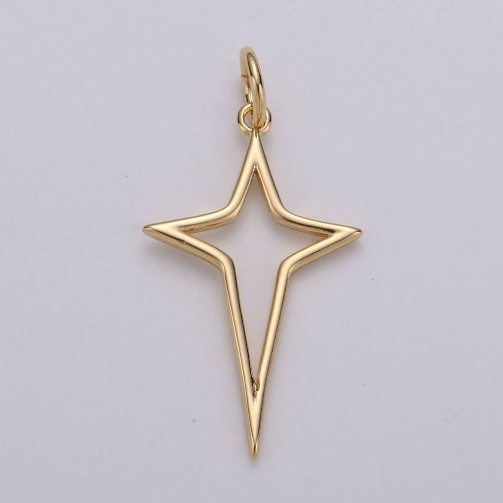 Open North Star Charm - Gold Filled