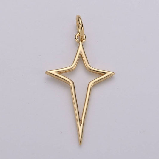 Open North Star Charm - Gold Filled