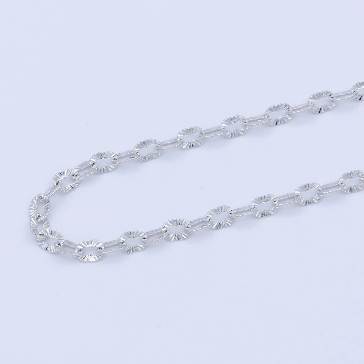 White Gold Filled 3mm Sunburst Cable Chain Necklace - 18"